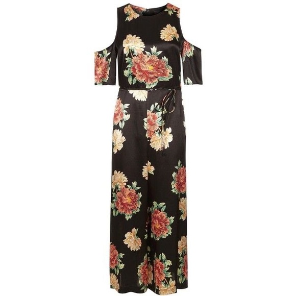 TOPSHOP Floral Cold Shoulder Jumpsuit - Picture 1 of 10